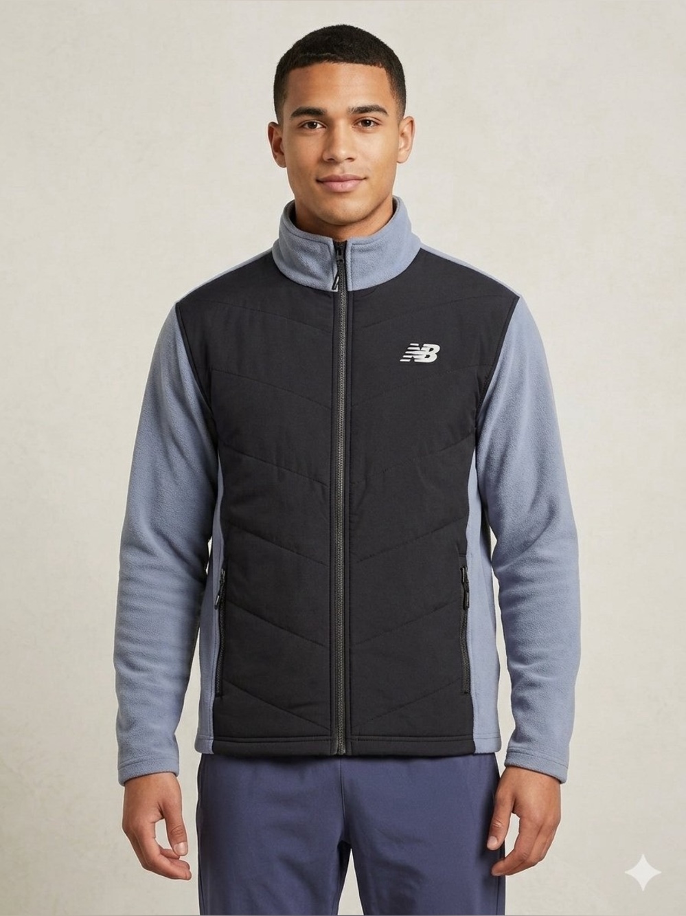 New Balance Full Zip Fleece Hybrid Jacket Size L VGUC